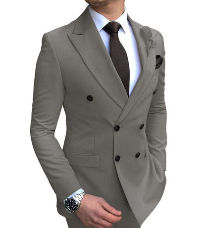 xiangtuibao Mens Double-Breasted Suit Jacket Slim Fit Casual Peak Lapel Blazer Jacket for Weeding Groomman Prom Business (Only Blazer)