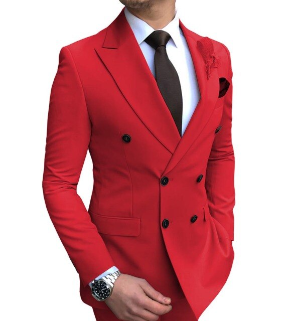 xiangtuibao Mens Double-Breasted Suit Jacket Slim Fit Casual Peak Lapel Blazer Jacket for Weeding Groomman Prom Business (Only Blazer)