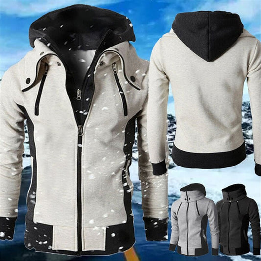 xiangtuibao Autumn Men Hooded Coat Men Fake Two-piece Hoodies DC Zipper Pullover Jacket Male Winter Cotton Thick Warm Man Clothing Tops