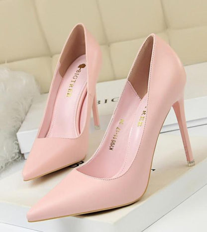 Summer new high-heeled sandals with stiletto and pointed toe high-heeled shoes for women's casual solid color high-heeled shoes