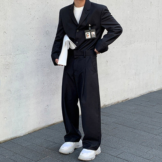 xiangtuibao Men's  Autumn New Single Breasted Suit Coat Fashion Black Loose Streetwear Korean Japan Style Casual Loose Blazers 9A30