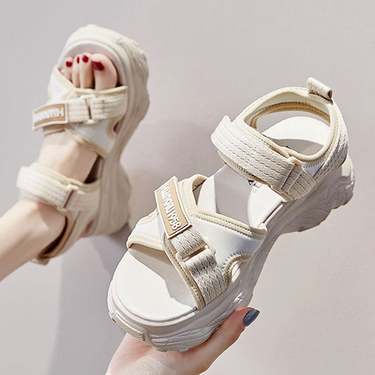 xiangtuibao   New Summer Sports Sandals Women's Wild Velcro Platform Shoes Thick Bottom Increase Ins Tide Shoes