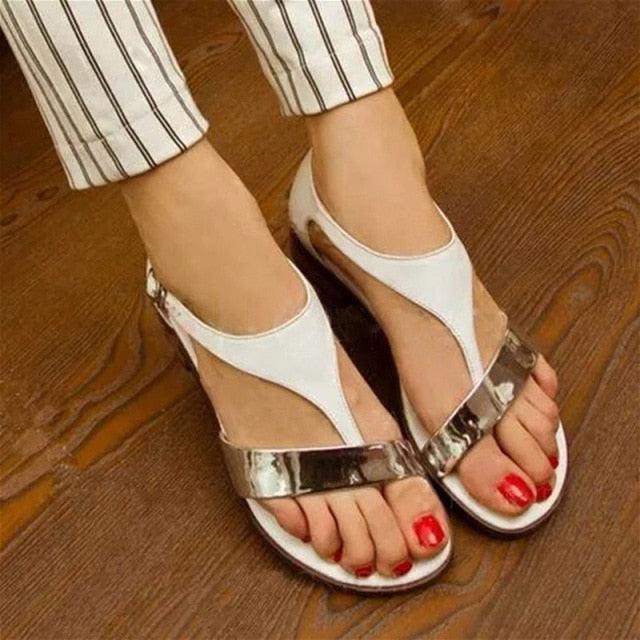 MCCKLE Women's Sandals Summer Shoes for Women  Beach Low Heel Clip Toes Buckle Strap PU Leather Female Sandalias Ladies