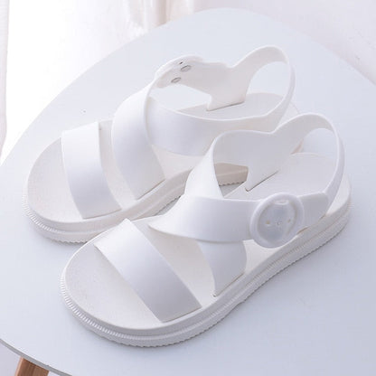 MCCKLE Flat Sandals Women Shoes Gladiator Open Toe Buckle Soft Jelly Sandals Female Casual Women's Flat Platform Beach Shoes