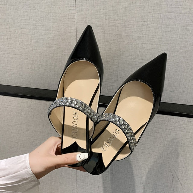 Women Pointed Toe Flats Shoes  Ladies Summer Mules Slippers Vintage Cloesed Toe Rubber Soles Beige Sandals Women Low Heels