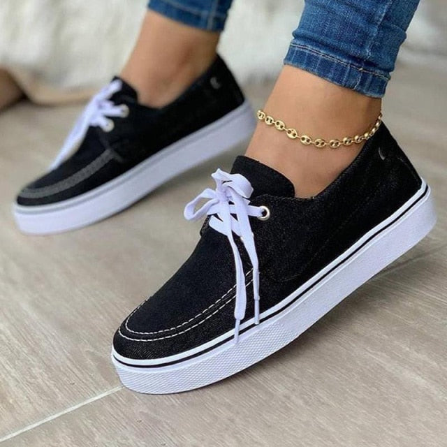 xiangtuibao  Women's Sneakers Lace Up Ladies Flat Shoes for Women  Autumn Vulcanized Shoes Comfort Fashion Woman Flats Shallow New