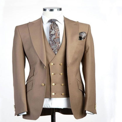 3 Pcs Set Suit Pants Vest Double breasted Custom Made / Fashion Men's Casual Boutique Business Groom Wedding Jacket Blazers Coat