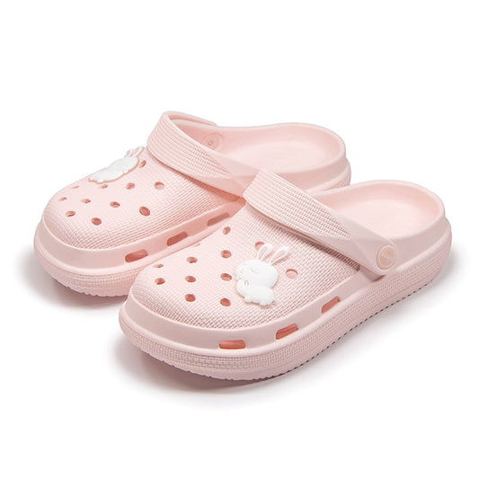 Women Clogs Jelly Sandals Home Non-slip Summer Hole Shoes Female Flat Slippers Plastic Female Girls Waterproof EVA Garden Shoes