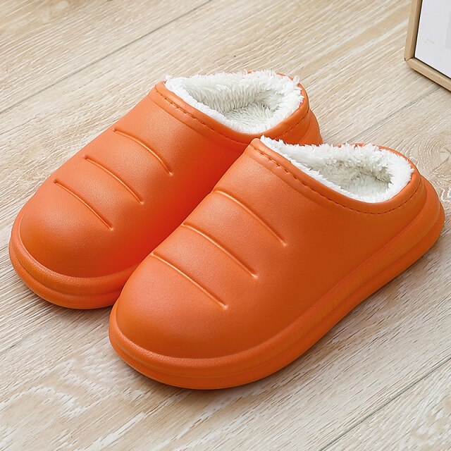 Winter Fashion Warm Plush Slippers Waterproof Slippers Men Woman Indoor Cotton Slippers Home Slipper Thick Sole Femael Shoes