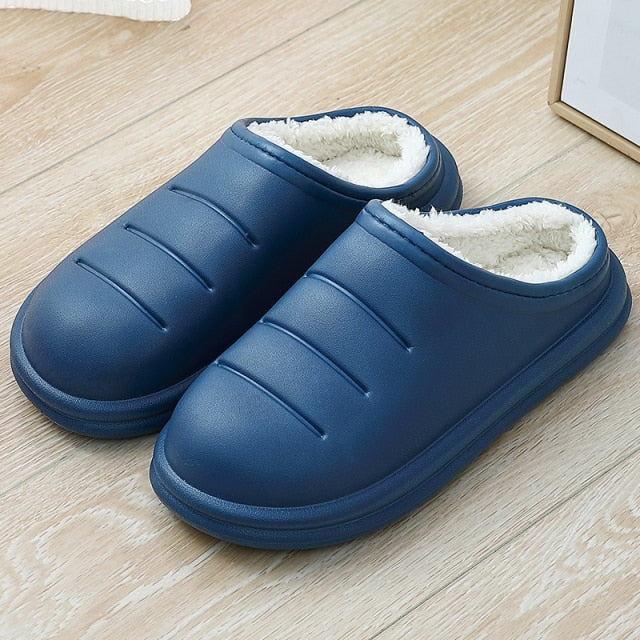 Winter Fashion Warm Plush Slippers Waterproof Slippers Men Woman Indoor Cotton Slippers Home Slipper Thick Sole Femael Shoes