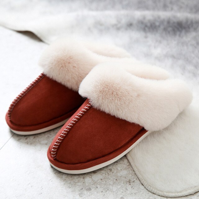 Plush Warm Home Flat Men Slippers Lightweight Soft Comfortable Winter Slippers Women Cotton Shoes Indoor Plush Slippers