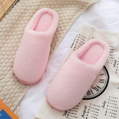 Men's Winter Plush Cotton Slippers Indoor Non-slip Half-pack with Floor Mop Soft Bottom Warmth Shoes Women's Slides for Bedroom