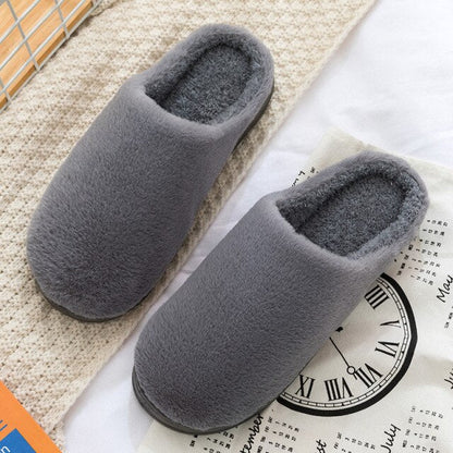 Men's Winter Plush Cotton Slippers Indoor Non-slip Half-pack with Floor Mop Soft Bottom Warmth Shoes Women's Slides for Bedroom