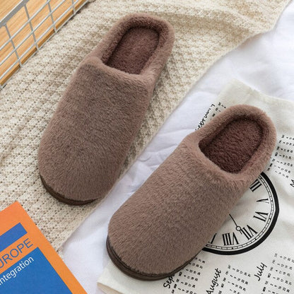 Men's Winter Plush Cotton Slippers Indoor Non-slip Half-pack with Floor Mop Soft Bottom Warmth Shoes Women's Slides for Bedroom