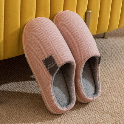 Men's Winter Plush Cotton Slippers Indoor Non-slip Half-pack with Floor Mop Soft Bottom Warmth Shoes Women's Slides for Bedroom