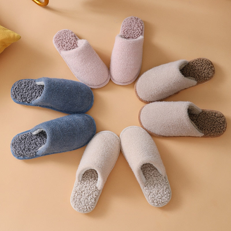 Plush Slippers Women Winter Thick-soled Comfortable Warm Slippers Indoor Non-slip Household Couple Cotton Shoes Men