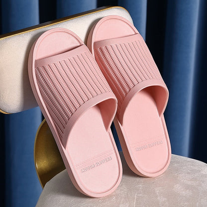 Women Men Bathroom Slippers Summer Lovers Indoor Soft Sole Sandals Stripe Home Slippers Non-slip Floor Flip Flops Shoes