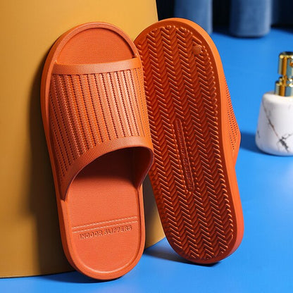 Women Men Bathroom Slippers Summer Lovers Indoor Soft Sole Sandals Stripe Home Slippers Non-slip Floor Flip Flops Shoes