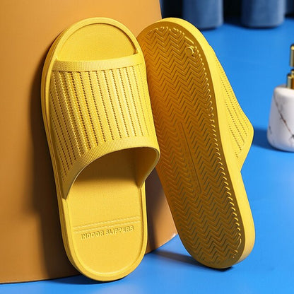 Women Men Bathroom Slippers Summer Lovers Indoor Soft Sole Sandals Stripe Home Slippers Non-slip Floor Flip Flops Shoes