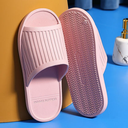 Women Men Bathroom Slippers Summer Lovers Indoor Soft Sole Sandals Stripe Home Slippers Non-slip Floor Flip Flops Shoes