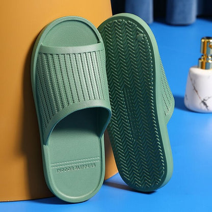 Women Men Bathroom Slippers Summer Lovers Indoor Soft Sole Sandals Stripe Home Slippers Non-slip Floor Flip Flops Shoes