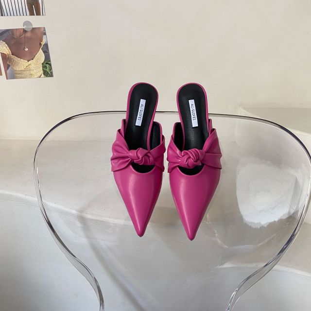 Closed Toe Half Slippers Women's  Spring and Summer New Pointed Toe Outer Wear Thin Heeled Shoes Sandals Women's Shoes