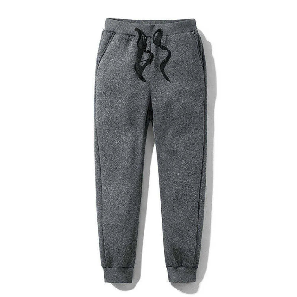 Men Thick Fleece Thermals Trousers Outdoor Winter Warm Casual Pants Joggers Sports Sweat For Pantalones Hombre 210810