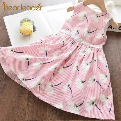 Bear Leader Girl Dresses Summer New Girls Dress Flowers Print Dress Casual Girls Flying Sleeve Dress Baby Kids Clothing Vestidos LJ200923