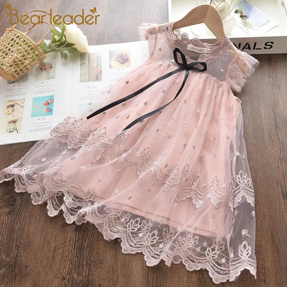 Bear Leader Girl Dresses Summer New Girls Dress Flowers Print Dress Casual Girls Flying Sleeve Dress Baby Kids Clothing Vestidos LJ200923