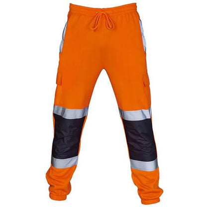 Cofekate Mens Clothing Road Work High Visibility Overalls Pocket Work Casual Cargo Trousers Reflective Sweatpants Men Pants X1217