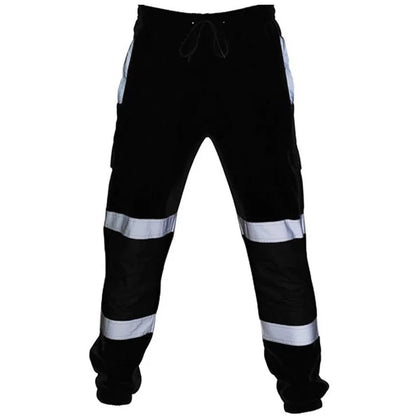 Cofekate Mens Clothing Road Work High Visibility Overalls Pocket Work Casual Cargo Trousers Reflective Sweatpants Men Pants X1217