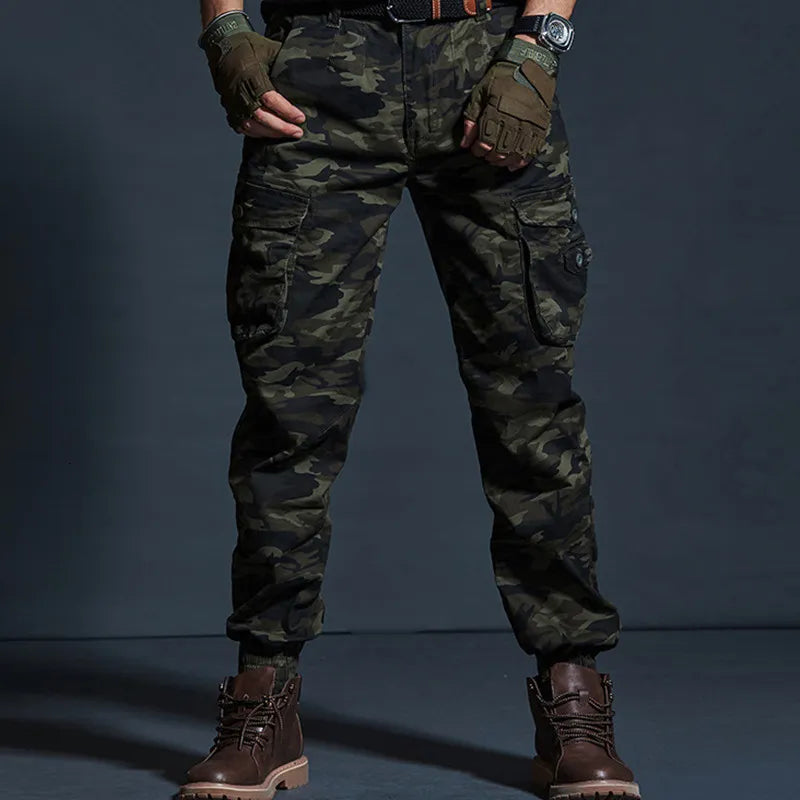 High Quality Khaki Casual Pants Men Military Tactical Joggers Camouflage Cargo Pants Multi-Pocket Fashions Black Army Trousers V191108