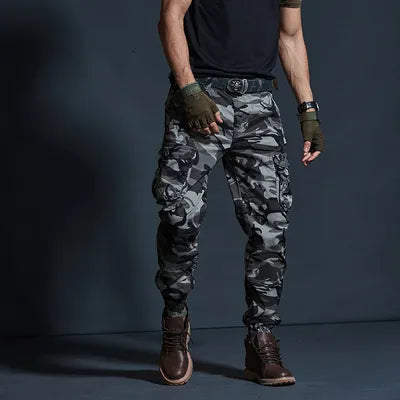 High Quality Khaki Casual Pants Men Military Tactical Joggers Camouflage Cargo Pants Multi-Pocket Fashions Black Army Trousers V191108