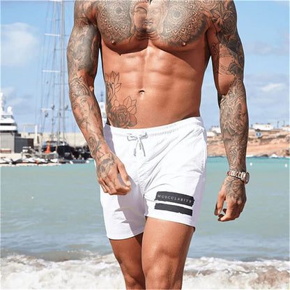 Fashion-Dermspe Mens Shorts Calf-length Gyms Fitness Bodybuilding Casual Joggers Workout Brand Sporting Shorts Men Sweatpants