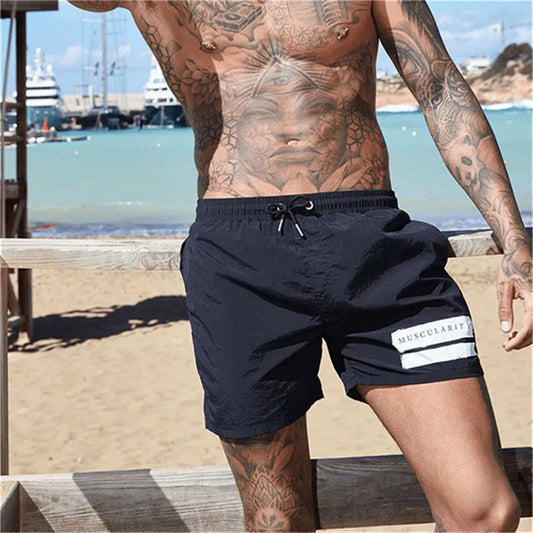 Fashion-Dermspe Mens Shorts Calf-length Gyms Fitness Bodybuilding Casual Joggers Workout Brand Sporting Shorts Men Sweatpants