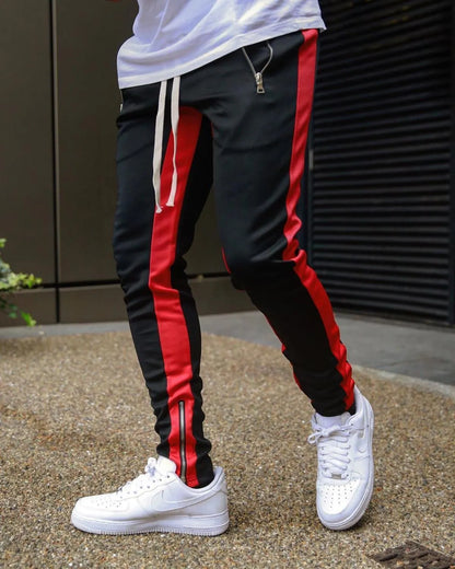 Men Black Casual Track Pants Fashion Hip Hop Fitness Streetwear Trousers Striped Drawstring Joggers Sweatpants Pantalon Homme V200414