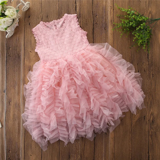 Baby girls tutu lace dress Children sleeveless vest princess dresses summer Boutique Kids Clothing C4914