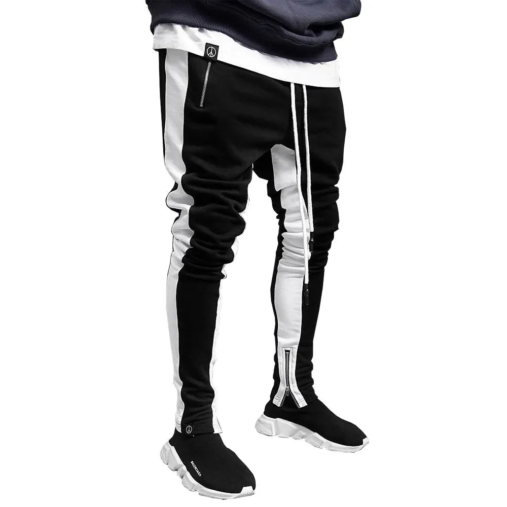 Men Black Casual Track Pants Fashion Hip Hop Fitness Streetwear Trousers Striped Drawstring Joggers Sweatpants Pantalon Homme V200414