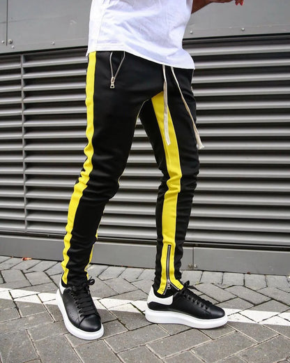 Men Black Casual Track Pants Fashion Hip Hop Fitness Streetwear Trousers Striped Drawstring Joggers Sweatpants Pantalon Homme V200414