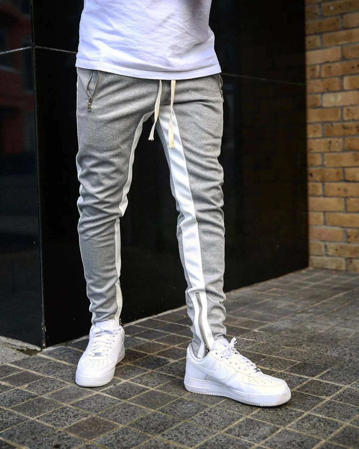 Men Black Casual Track Pants Fashion Hip Hop Fitness Streetwear Trousers Striped Drawstring Joggers Sweatpants Pantalon Homme V200414