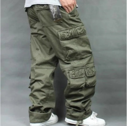 Warm Fleece Lining Cargo Pants for Men Casual Cotton Loose Baggy Straight Pants Pocket Hip Hop Streetwear Joggers Trousers Plus Size 40