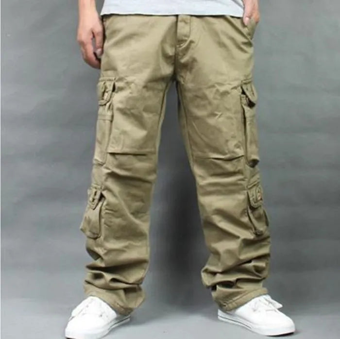 Warm Fleece Lining Cargo Pants for Men Casual Cotton Loose Baggy Straight Pants Pocket Hip Hop Streetwear Joggers Trousers Plus Size 40