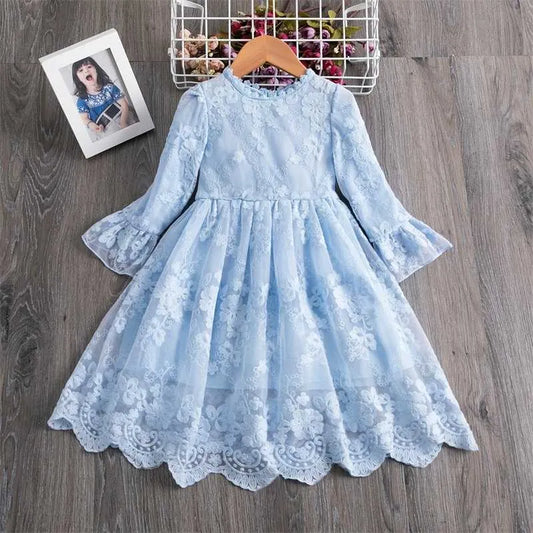 Flower Autumn Winter Full Sleeves Dress For Girls Casual Dress Girl Princess New Year Holiday Clothes 3 4 5 6 7 8 Years Vestidos 201202