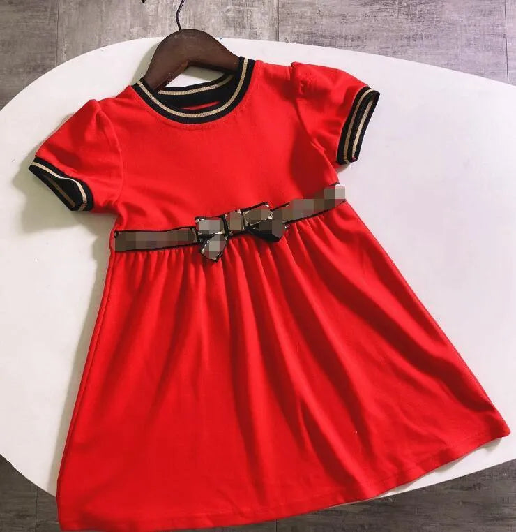 Kids Bow Cute Dresses Elegant Short Sleeve Skirt Luxury Baby Girl's Clothing Lace Princess Dress