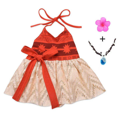 Baby Girls Moana Summer Dress Kids Tutu Bow Beach Sundress Toddldr Children Strap Backless Cartoon Princess Cute Cosplay Costume Q0716