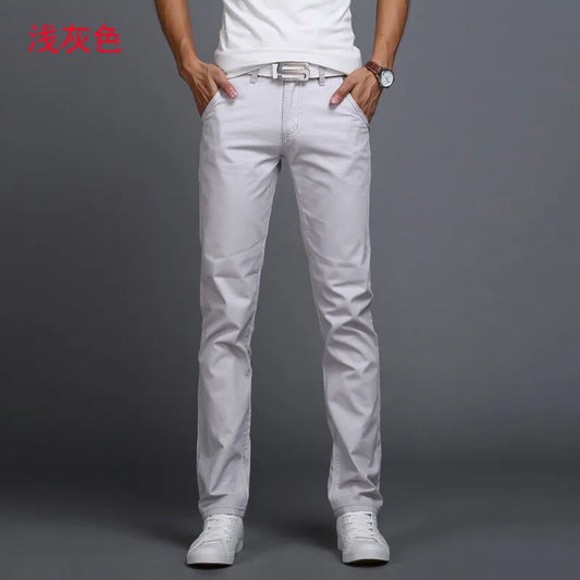 Spring Autumn Casual Pants Men Cotton Slim Fit Chinos Fashion Trousers Male Brand Clothing Plus Size 9 colour 919