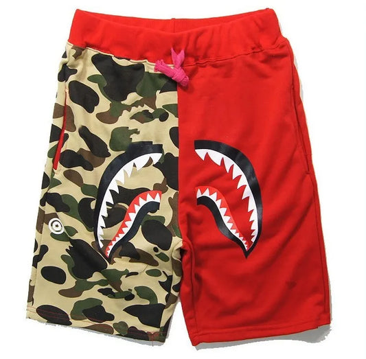 Summer Mens shorts wommen Sportswear Pants Jogger Tracksuit causel Bird Black Hip Hop stusay Men Shark mouth patchwork trousers