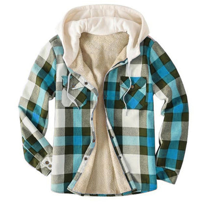 xiangtuibao - Mens Winter Plaid Thick Casual Jacket