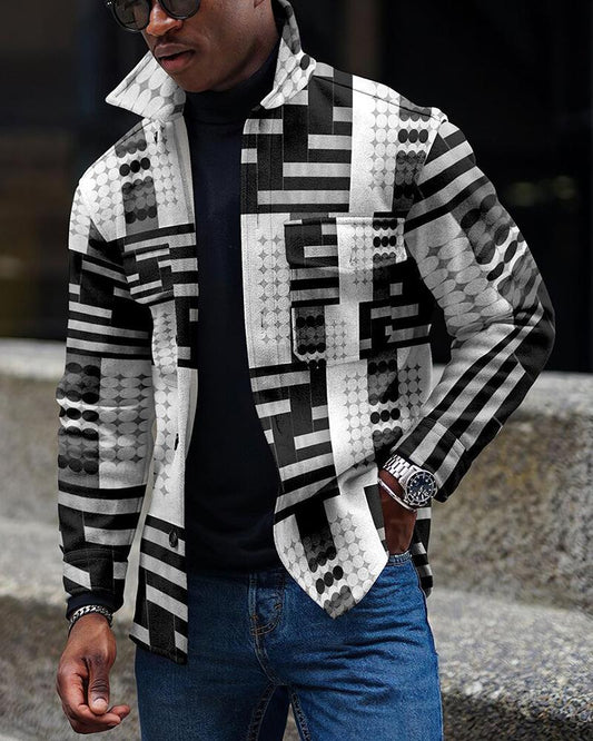 xiangtuibao - Men's Casual Plaid Long-sleeved Shirt Jacket