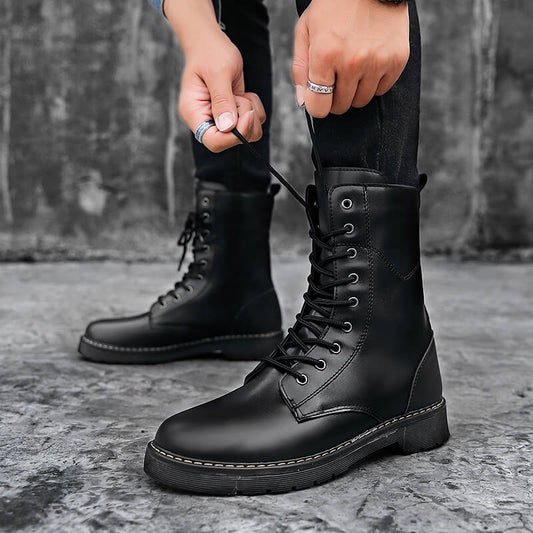 Ankle Boots Men  Spring&Autumn Fashion Casual Boots Male Punk Style Shoe Men Lace-up Casual Botas Motorcycle Unisex Boots